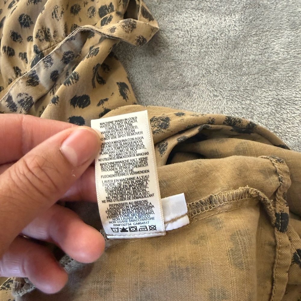 Cloth & Stone Leopard Print Maxi Shirt Dress Belted Button Front Size L Boho Chi - Picture 12 of 14